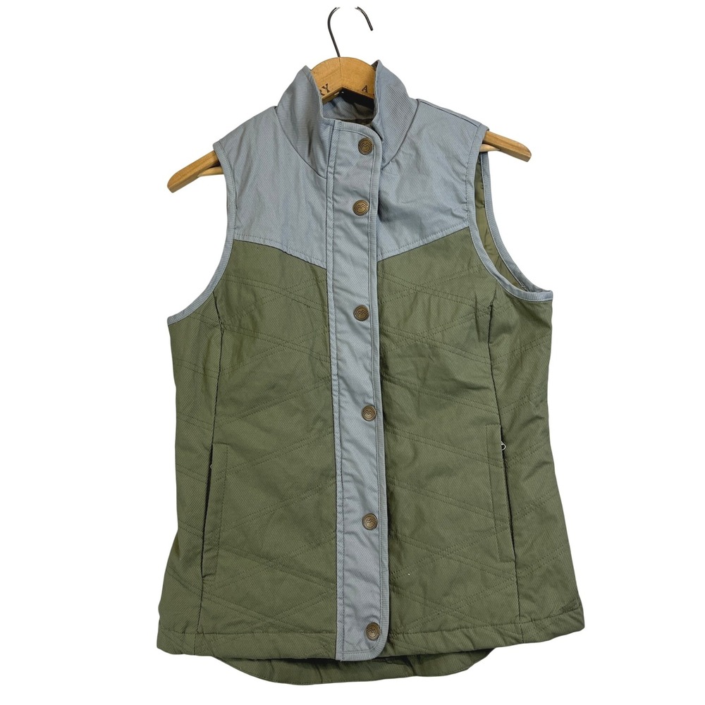 Magellan Outdoors Womens Medium Quilted Vest Green Grey Classic Fit Willow Creek